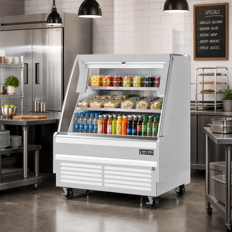 Product image #2 for Everest Refrigeration 48-Inch Horizontal Open Display Merchandiser, 7.3 Cu. Ft., Self-Contained Bottom-Mount Refrigeration