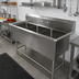 Thumbnail image #2 for John Boos Pro-Bowl 3-Compartment Stainless Steel Sink with 10 Inch Backsplash, 59-1/8 Inch x 29-1/2 Inch x 44-1/16 Inch, 18 x 24 Inch Bowls