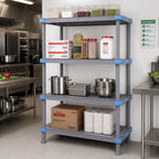Thumbnail image #2 for Quantum Millenia QP217286VS-4 4-Shelf Stationary All-Polymer Shelving Starter Unit with Dunnage Stand, 72W x 21D x 86H, Gray