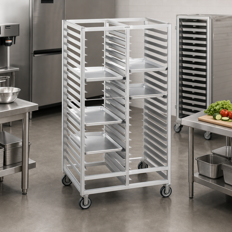 Product image #2 for Channel Manufacturing Standard Series Double Section Aluminum Cafeteria Tray Rack for 15 x 20 Trays, 70 Inch High