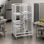 Thumbnail image #2 for Channel Manufacturing 466A Double-Section Aluminum Cafeteria Tray Rack, 60-Tray Capacity, for 15 x 20 Trays, 70 in High