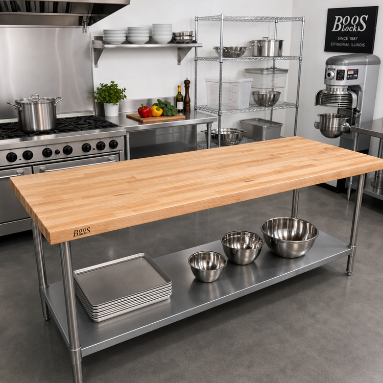 Product image #2 for John Boos 120-Inch x 24-Inch Edge Grain Laminated Northern Hard Rock Maple Work Table Top