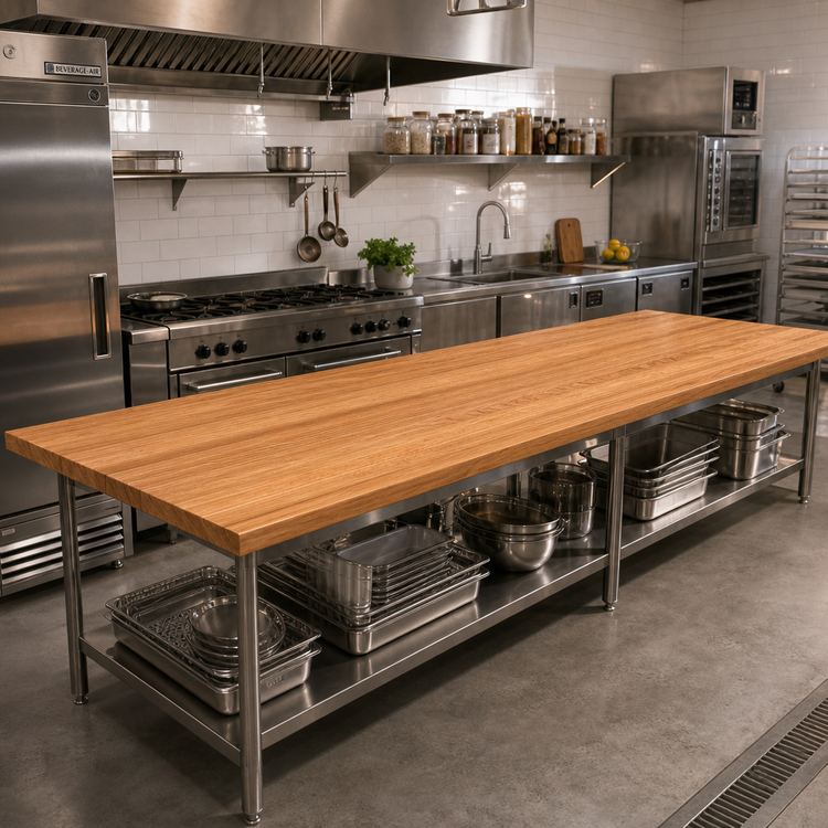 Product image #2 for John Boos Appalachian Red Oak Island Countertop, 144 x 30 x 1-1/2 Inch, Edge Grain, Varnique Finish