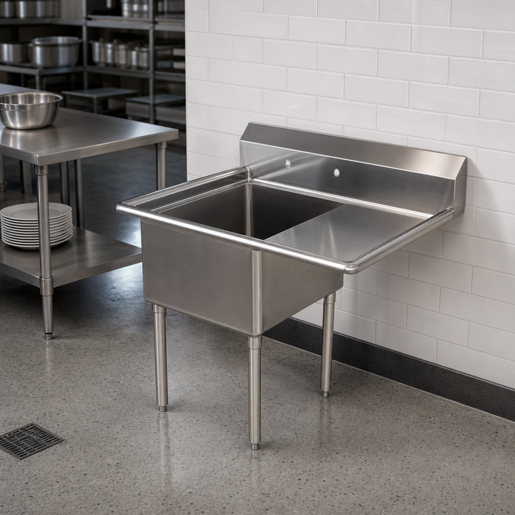 Product image #2 for Sapphire Manufacturing 1-Compartment Stainless Steel Sink with Right Drainboard