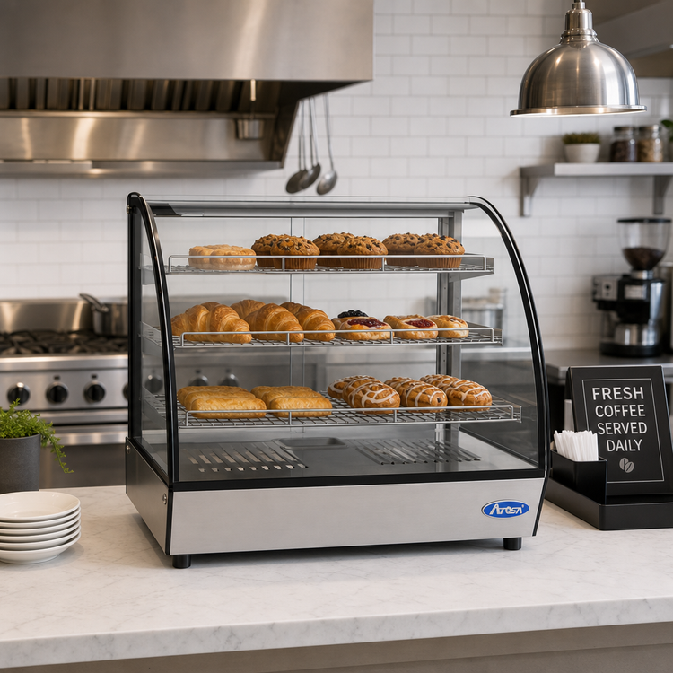 Product image #2 for Atosa CHDC-44 Countertop Curved Front Glass Heated Display Case, 4.4 Cu. Ft., 115V