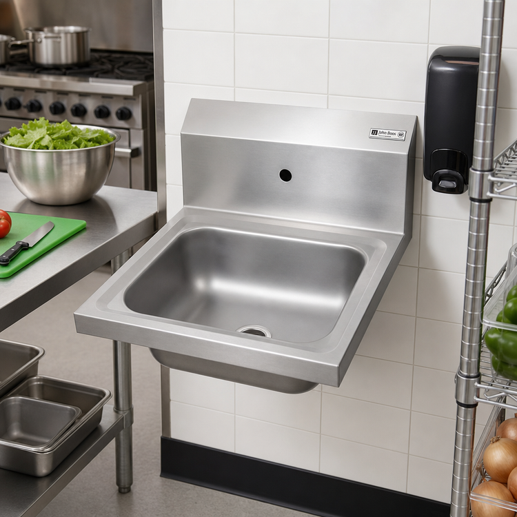 Product image #2 for John Boos Pro-Bowl Wall-Mount Stainless Steel Hand Sink with 14" x 10" Bowl