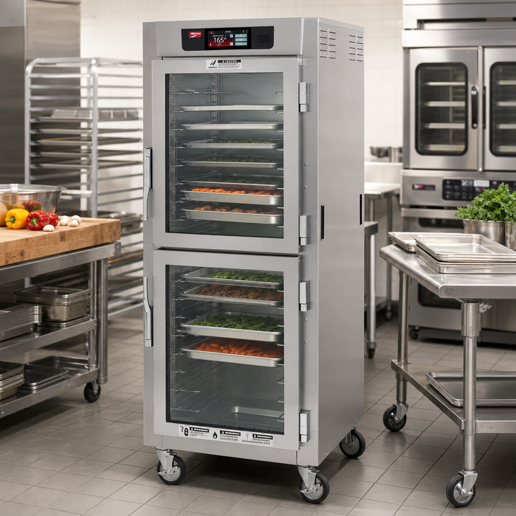 Product image #2 for Metro C5 8 Series Mobile Full-Height Pass-Thru Controlled Temperature Holding Cabinet with Dutch Doors, 17 Sheet Pan Capacity, 120V