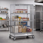 Thumbnail image #2 for Metro Super Erecta SEC53LC Mobile Chrome-Plated Wire Security Cage with Aluminum Dolly, Dual 270° Doors, 38-1/2"W x 28-1/16"D x 68-1/2"H