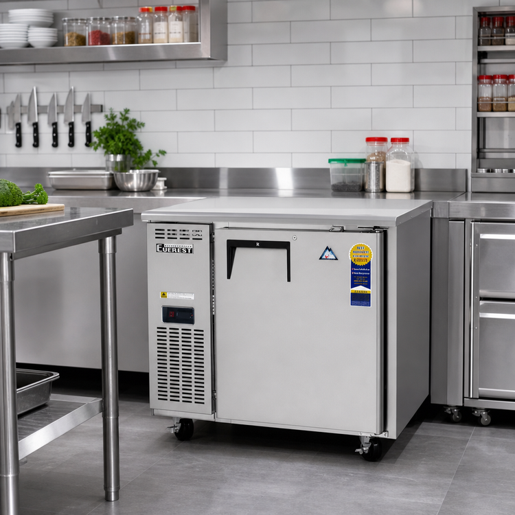 Product image #2 for Everest Refrigeration ETF1-24 One-Section Undercounter Worktop Freezer, 6.0 Cu. Ft., Side-Mounted Self-Contained, Stainless Steel