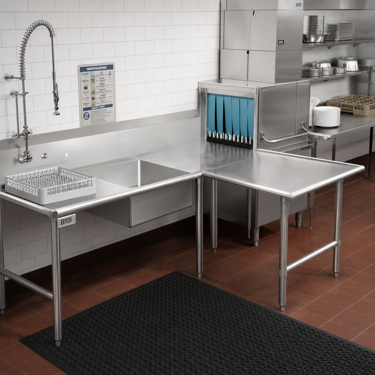 Product image #2 for John Boos Pro-Bowl L-Shaped Soiled Landing Dishtable, 70-Inch Machine-to-Corner x 108-Inch Corner-to-End
