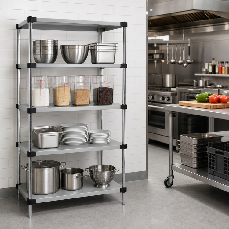 Product image #2 for Quantum 4-Shelf Solid Stainless Steel Shelving Starter Kit, 54 x 24 x 74 Inches