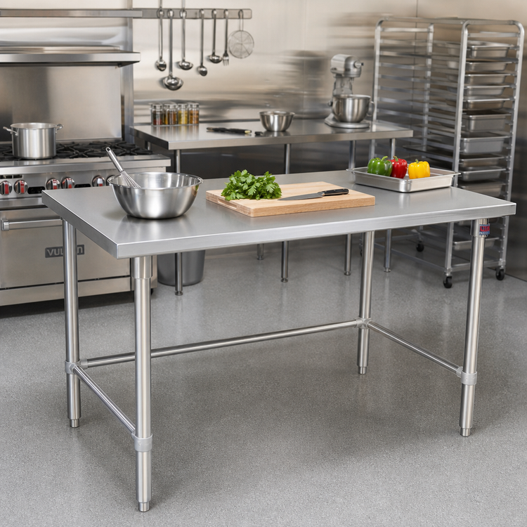 Product image #2 for John Boos Stallion 60" W x 36" D 16-Gauge Stainless Steel Flat Top Work Table with Safety Edge