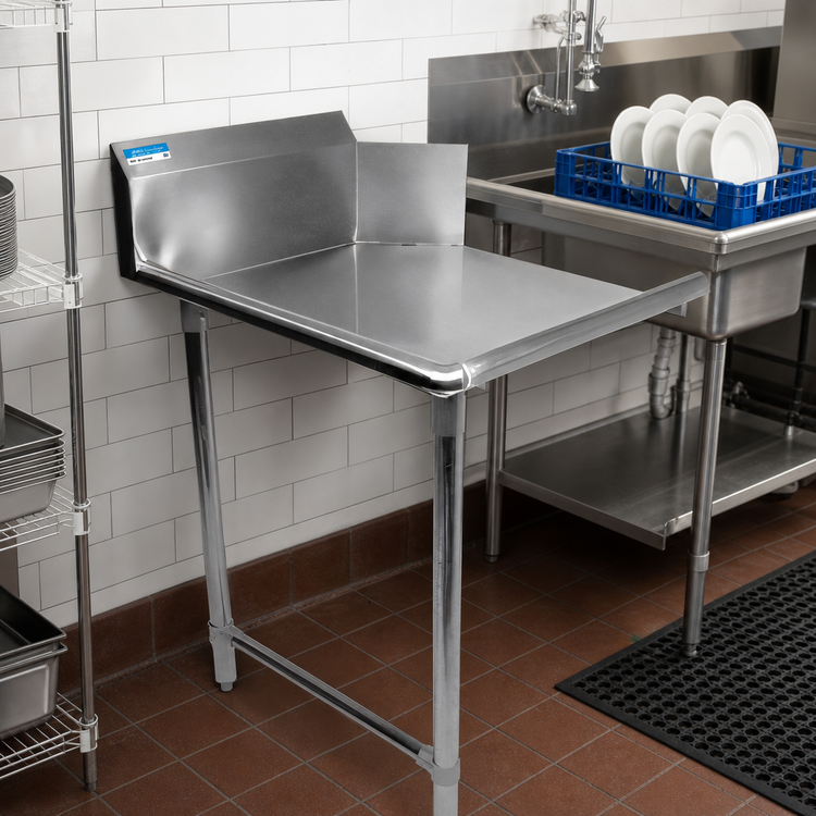 Product image #2 for BK Resources Heavy Duty Straight Clean Dishtable, 36 x 30-7/8 x 46-1/4 Inches, Right-to-Left, 16 Gauge 304 Stainless Steel