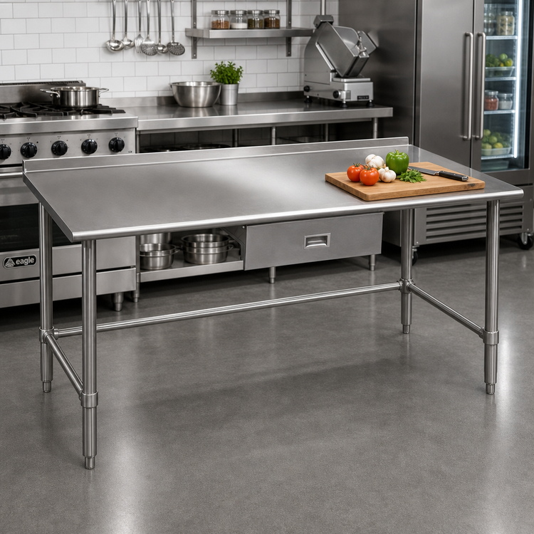 Product image #2 for Eagle Deluxe Series Stainless Steel Work Table with Rear Upturn, 60 x 24 Inches