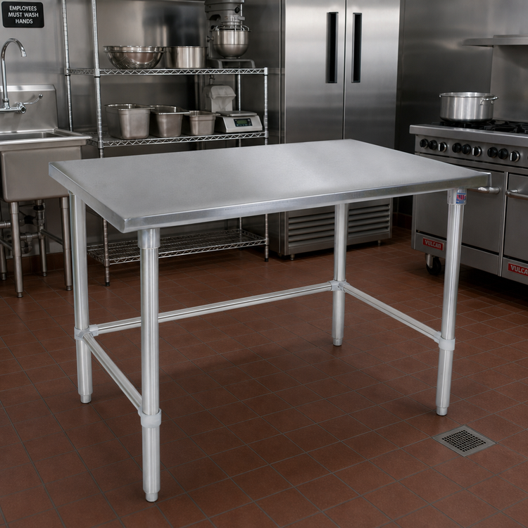 Product image #2 for John Boos Stallion 48-Inch x 36-Inch 16-Gauge 300 Series Stainless Steel Flat Top Work Table with Safety Edge