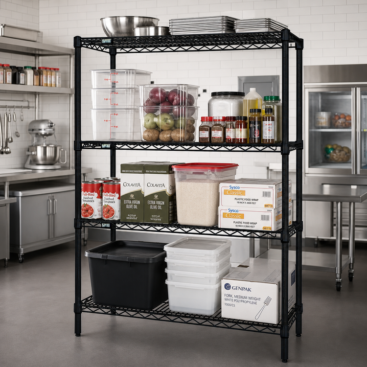 Product image #2 for Quantum 60" W x 18" D x 74" H Black Epoxy Wire Shelving Starter Kit