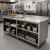 Thumbnail image #2 for Advance Tabco Special Value Series 96 Inch x 24 Inch Stainless Steel Open Base Work Table with 5 Inch Backsplash and Mid Shelf