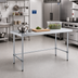 Thumbnail image #2 for Sapphire 60-Inch x 14-Inch Flat Top 430 Stainless Steel Work Table with Open Base and Galvanized Legs