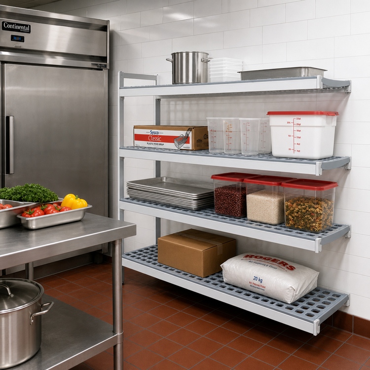 Product image #2 for Fermostock 4-Tier Polymer Shelving Expansion Kit, 71-Inch High x 64-Inch Wide x 22-Inch Deep, Add-On Unit