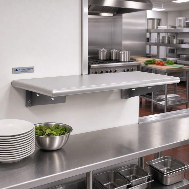 Product image #2 for Advance Tabco 48 Inch x 24 Inch Pass-Thru Stainless Steel Shelf with Cantilever Mounting Brackets