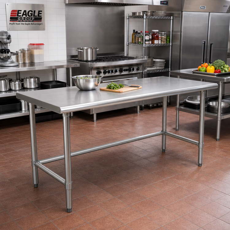Product image #2 for Eagle Group Budget Series 84-Inch x 36-Inch Stainless Steel Flat Top Work Table with Tubular Base