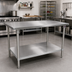 Thumbnail image #2 for 72 Inch x 24 Inch 16 Gauge Stainless Steel Top Work Table with Stallion Safety Edge and Galvanized Undershelf