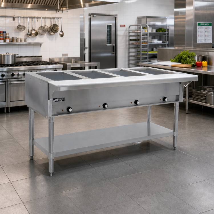 Product image #2 for Eagle Group Electric Open-Base Hot Food Table, 4 Dry Wells, 63-1/2-Inch Wide, 208V/1-Phase