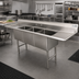 Thumbnail image #2 for Advance Tabco 3-Compartment Fabricated Sink with Left and Right Drainboards, 30 x 30 x 14 Inch Bowls, 16-Gauge 304 Stainless Steel