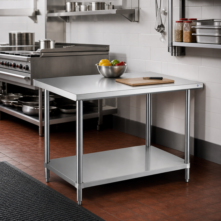 Product image #2 for Steel Works Stainless 30 x 24 Inch Stainless Steel Corner Work Table with Undershelf