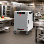 Thumbnail image #2 for Metro HotBlox™ HBCW8-DSPC-M 8-Pan Half-Height Mobile Pass-Thru Insulated Holding Cabinet, Digital Touchscreen, Solid Front/Clear Rear Doors