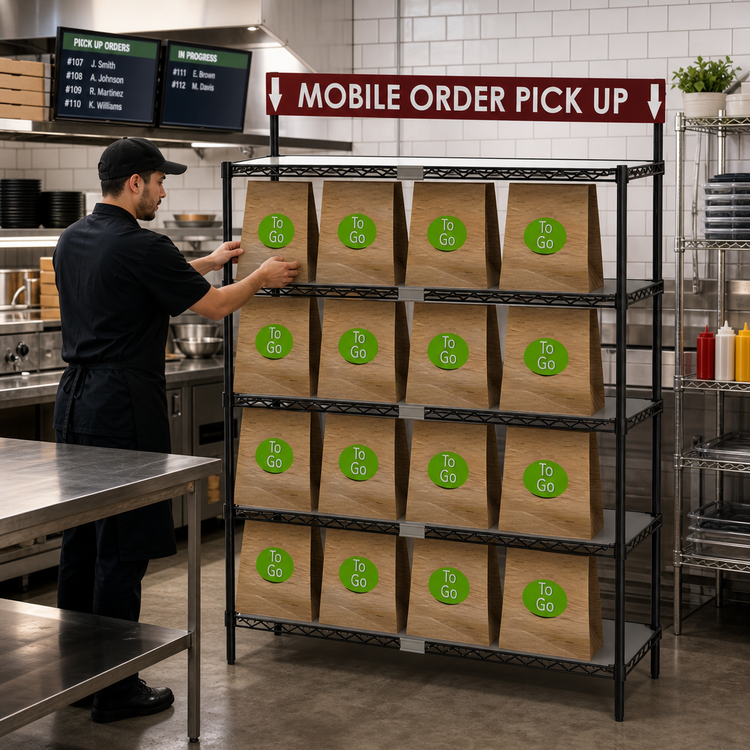 Product image #2 for Metro Chain Reaction To-Go Order Pick-Up Station with Sign, 48-Inch x 18-Inch Shelves