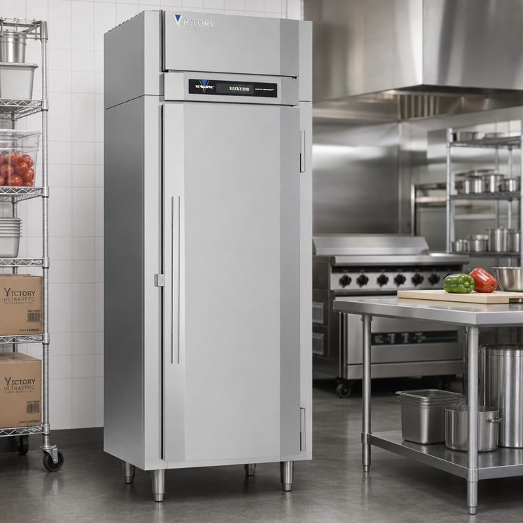 Product image #2 for Victory UltraSpec™ One-Section Shallow Depth Self-Contained Reach-In Freezer with Solid Hinged Door, 20.15 Cu. Ft.