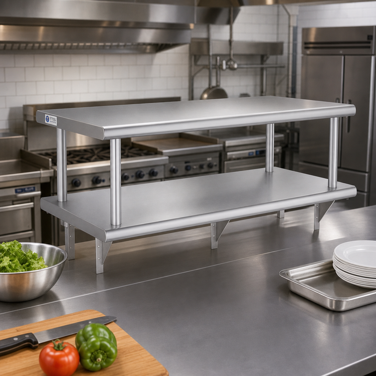 Product image #2 for Steel Works Stainless Heavy Duty Double Pass-Thru Over Shelf, 24 x 24 Inches, 304 Stainless Steel