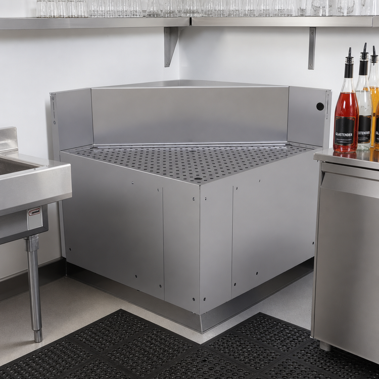 Product image #2 for Glastender Underbar Inside Rectangle Corner Drainboard, 24 x 24 Inch, 90° Corner, Stainless Steel, No Legs