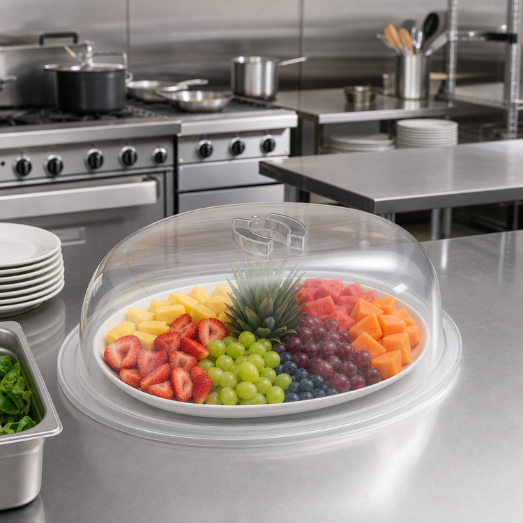 Product image #3 for American Metalcraft 28-Inch Oval Serving Tray Cover, Clear Antimicrobial ABS