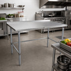 Thumbnail image #2 for John Boos Stallion ST6R1.5-3684GBK-X 84" x 36" Stainless Steel Work Table with 1-1/2" Rear Backsplash, 16-Gauge 300 Series Top, Galvanized Base