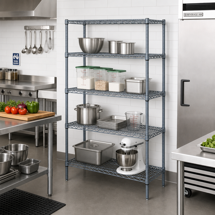 Product image #2 for Quantum 30"W x 18"D x 86"H Wire Shelving Starter Kit, 4-Shelf, Gray Epoxy Antimicrobial Finish