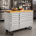 Thumbnail image #2 for Omcan USA Mobile Stainless Steel Work Bench with Rubberized Wood Top and 10 Locking Drawers, 55 x 18 x 37 Inches