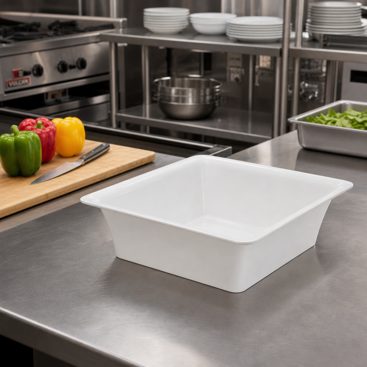 Product image #2 for American Metalcraft Rectangular Half-Size Melamine Bowl, 176 oz., White