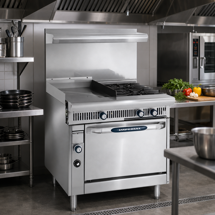 Product image #2 for Imperial Spec Series 36-Inch Gas Combination Range with 24-Inch Thermostatic Griddle, Two Open Burners, and Convection Oven