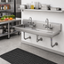 Thumbnail image #2 for John Boos Multi-Station Wall-Mount Stainless Steel Hand Wash Sink, 40-Inch, 2 Sets of 4-Inch O.C. Faucet Holes