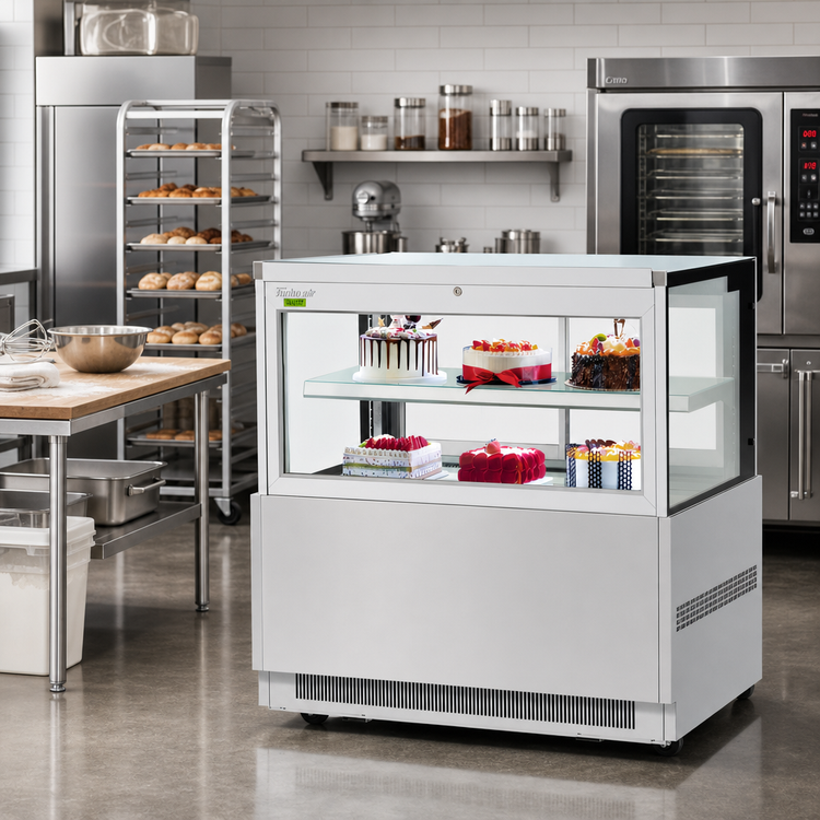 Product image #2 for Turbo Air Refrigerated Full-Service Bakery Display Case, Straight Glass Front, 12.4 Cu. Ft., Self-Contained