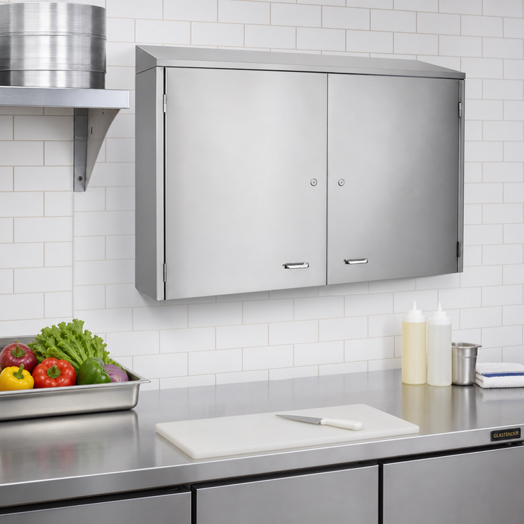 Product image #2 for Glastender Wall-Mounted Stainless Steel Cabinet with Hinged Doors, 30W x 15D x 32H Inches