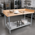 Thumbnail image #2 for John Boos DNS17A Baker's Top Wood Work Table with 4-Inch Coved Riser and Galvanized Adjustable Undershelf, 108 x 36 Inches