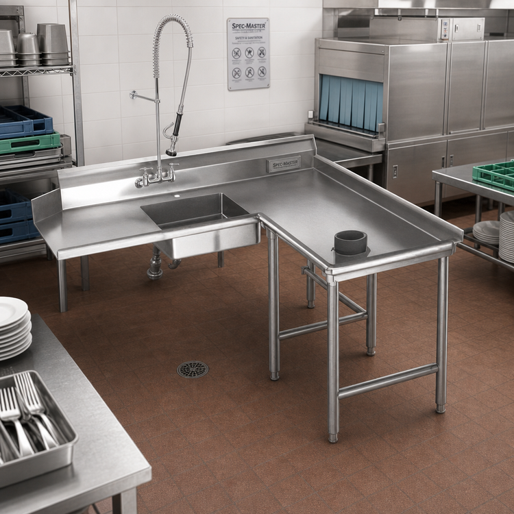 Product image #2 for Spec-Master 60-Inch Right-Hand Island Soiled Dishtable with Pre-Rinse Sink