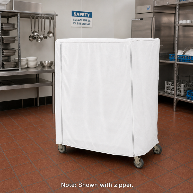 Product image #2 for Metro 36 x 18 x 54 Inch White Cart Cover for Queen Mary & Banquet Carts