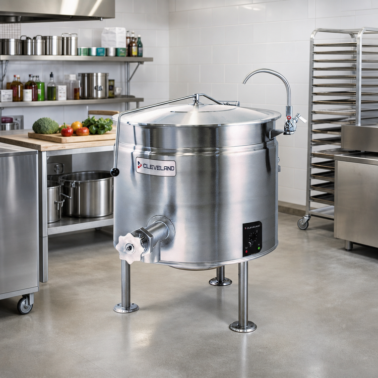 Product image #2 for Cleveland Short Series 60-Gallon Electric Steam Jacketed Kettle, Stationary, Tri-Leg Base
