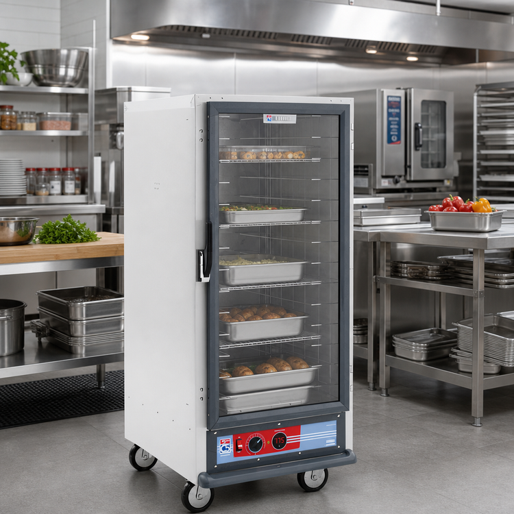 Product image #2 for Metro C5 1 Series Mobile 3/4-Height Non-Insulated Heated Holding Cabinet with Clear Door and Universal Wire Slides