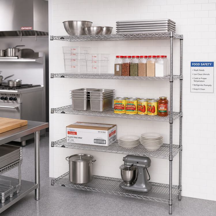 Product image #2 for Metro Super Erecta 5-Shelf Chrome Plated Add-On Wire Shelving Unit, 72"W x 18"D x 74"H