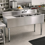Thumbnail image #2 for Eagle Group 1800 Series B5L-18 60-Inch Three-Compartment Underbar Sink with Left Drainboard, Faucet, and 304 Stainless Steel